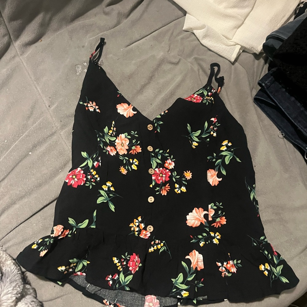 Floral Black Camisole Top